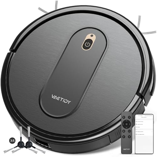 Vactidy Robot Vacuum, App/Remote Control Robot Compatible with Alexa/Siri/IFTTT, 100 Min Runtime, Self-Charging Slim Robotic Vacuums Cleaner for Hard Floors, Low Carpet and Home Cleaning