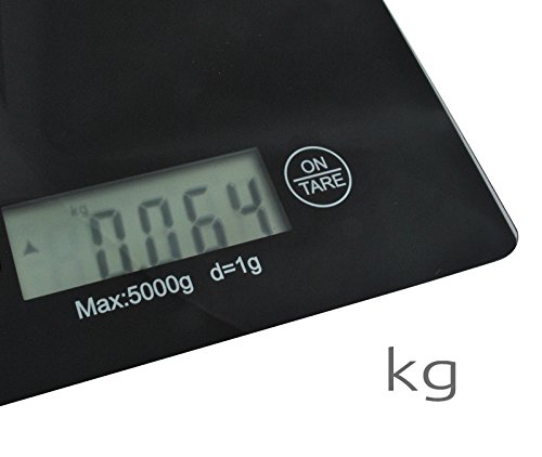 ISO TRADE Waage Elektronische Küchenwaage Digital-Waage 5KG 5000g/1g Briefwaage Slim 1158