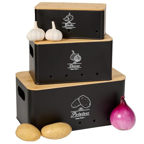 TFUTLT 3 Pack Metal Vegetable Storage,Onion Storage,Potato Storage and Garlic