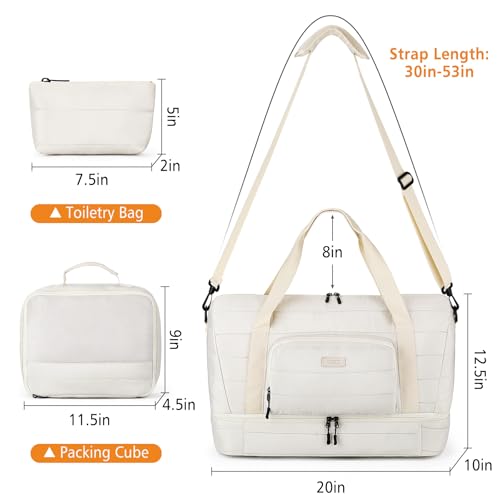 Image of Travel Weekender Bag for Women, 21 inch Overnight Bag with Shoe Compartment 50L Large Travel Duffel Bag Carry On Tote for Weekend, Overnight, Business Trips, Water Resistant, Light Khaki, Large, Travel