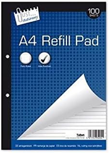The Home Fusion Company A4 Refill Paper Pad Feint Ruled Margined Hole Punched School Office 100 Sheets