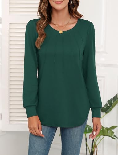 Image of WEACZZY Women Long Sleeve Shirts Crew Neck Tunic Tops Soft Casual Blouses