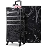 BYOOTIQUE Rolling Makeup Train Case on Wheels 4in1 Cosmetology Profesional Travel Cosmetic Bag Lockable Organizer Box for Hairstylist Artist Nail Beauty Salon Barber,CoyoteButtes Shadows