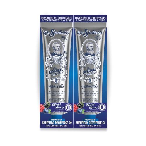 Dr. Sheffield’s Certified Natural Toothpaste (Mixed Berry) - Great Tasting, Fluoride Free Toothpaste/Freshen Your Breath, Whiten Your Teeth, Reduce Plaque (2-Pack)