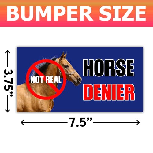 Image of (3Pcs - 7.5x3.75 in) Horse Denier Car Bumper Sticker, Funny Quirky Car Decal, Adult Humor Truck Minivan Trailer Vehicle Decoration, Teens Meme Car Accessories, Gift for Family, Friends
