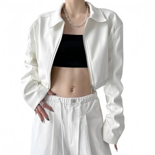 Veste de moto pour fille douce et cool à manches longues et revers chic d'automne