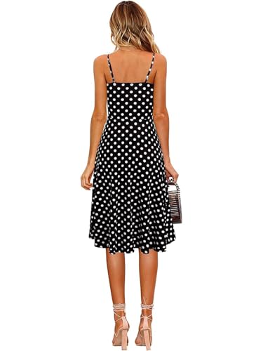 Image of Berydress Women's Casual Beach Summer Dresses 2026 Solid Cotton Flattering A-Line Spaghetti Strap Button Down Midi Sundress