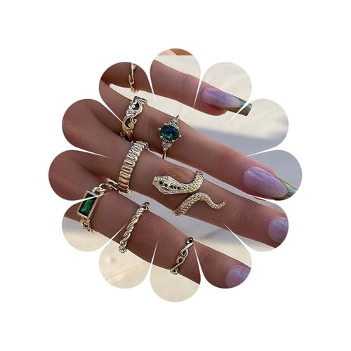 Jugielu Punk Gold Stackable Knuckle Rings Set...