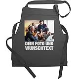 Material: 100% Baumwolle Schürze - Erwachsene - Geschenk mit Bild I eigenem Foto I Name I eigener Text I Wunschtext - 60x87 - Anthrazit - schürzen+selbst+gestalten selbst drucken logo kochschürze koch geschenke