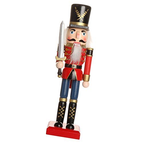 YIJU 2Pc 25,5 Cm de Madeira Quebra-nozes Soldado Fantoche Artesanal para O Natal