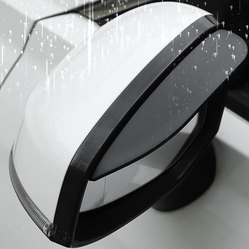 Pincuttee 2PC Side Mirror Visor Rain Guards Car Rear View Mirror Rain Cover Silicone Rain Shield Mirror Cover Rubber Visor Guard(Solid-Black 2Pack)