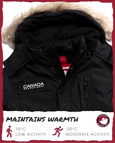 Image of CANADA WEATHER GEAR Boys' Parka - Heavyweight Polar Fleece Lined Parka Coat with Faux Fur Hood - Warm Jackets for Boys (8-20)