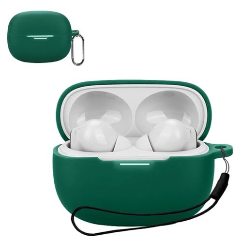 For Redmi Buds 8 Pro �p �P�[�X �J�o�[ KONXISA �V���R���P�[�X �ϏՌ� �h���h�o �E�H�b�V���u�� �i�J���r�i�t��+�X�g���b�v�t�� �j ���p���₷�� �����[�d�\ �����^�т����₷���i�Z���ΐF�j