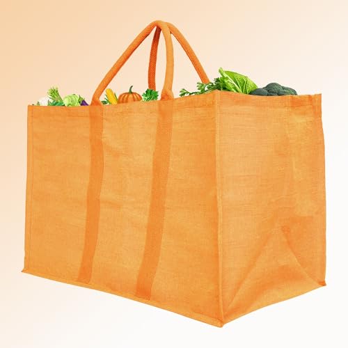 Set of 4 Juco Tote Bags – Deep Red, Pink, Green, Orange – 16x24x14 – Round Handles – Gifting, Shopping bags.3