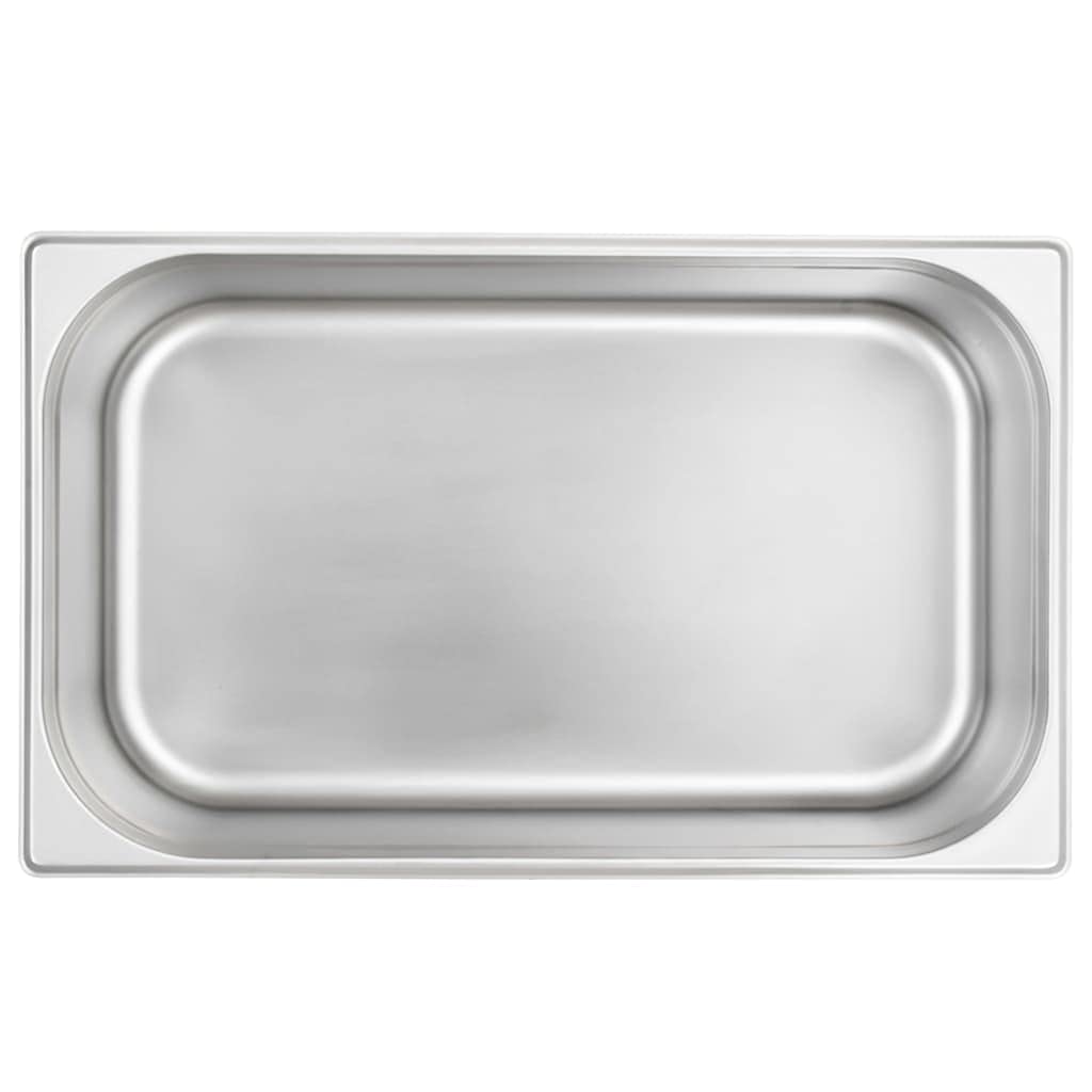 vidaXL 2 recipientes Gastronorm GN 1/1 de 150 mm, acero inoxidable, sin óxido, fácil de limpiar, aptos para lavavajillas, utensilios de cocina, bandeja para servir alimentos, soporte para aperitivos