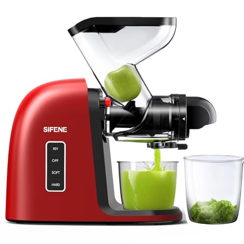 Image of SIFENE Cold Press Juicer Machine, Compact Quiet Single Auger Masticating Juicer with Dual 3” Wide Chutes for Celery, Greens, Ginger & Fruit, Easy Clean, BPA-Free, Ideal for Small Kitchens & Family Use