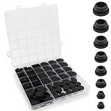 145 PCS Black Rubber Plugs, 8 Sizes of Round Hole Rubber Plugs, Round Hole Silicone Plug Snap Locks, Suitable for Automobiles and Furniture.