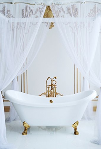 DaShan 3x5ft Polyester Photography Backdrop Interior Shower White Curtain Cute Bath Tub Toddler