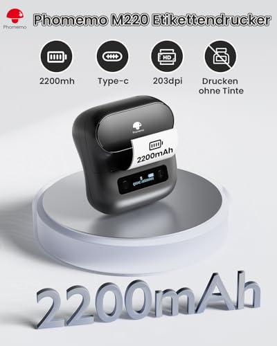 Image of Phomemo M220 Label Printer, Bluetooth Thermal Label Maker