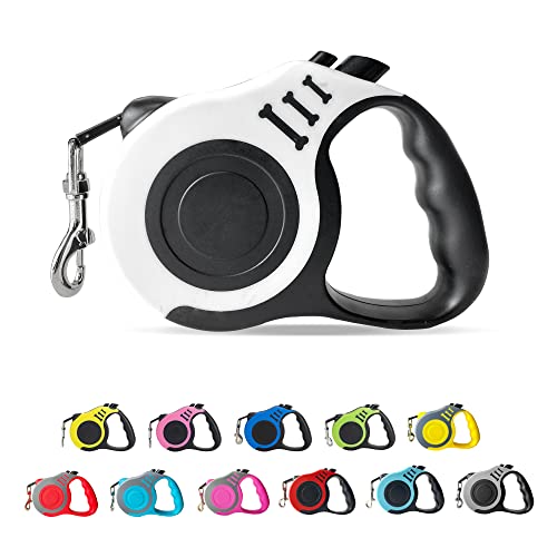 LIEVUIKEN Retractable Dog Leash Automatic Telescopic Tractor Dog Tape, Pet Tape 10/16 FT Durable and Convenient, with Non-Slip Handle, Suitable for Small and Medium-Sized Dogs White