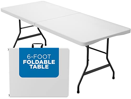 Sorfey Portable Folding Table 6-Foot X 30 Inch Plastic Indoor & Outdoor For Picnic, Bbq, Party, #TOP1