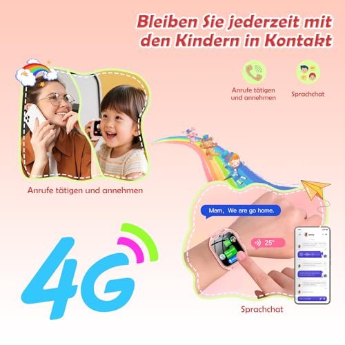 Dječji pametni sat Baolubao s utorom za SIM karticu, LBS+WiFi+GPS praćenje, sat podržava 4G, svjetiljku, SOS hitni poziv, telefonski poziv, glasovni chat, školski način rada, IP 67, dječji sat za djevojčice, pokloni