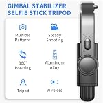 Stabilisateur Gimbal pour Smartphone,Trépied autocollant avec équilibre automatique à distance 360° Rotation