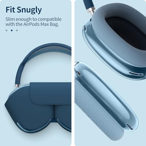 Image of Fintie Case Cover for AirPods Max Headphones, Soft TPU Clear Anti-Scratch Protective Cover, Transparent AirPods Max Headphones Accessories Skin Protector (Clear Blue)