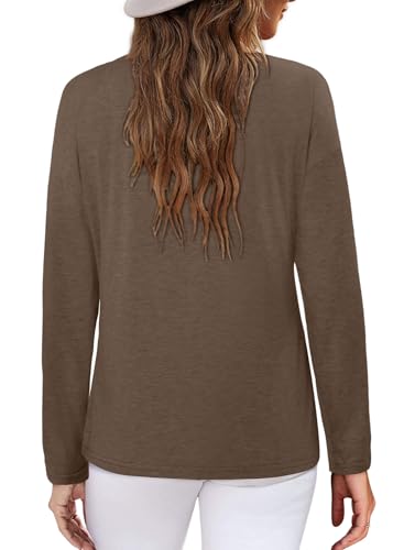ONLYSHE Women's Casual Striped Long Sleeve Tops Crew Neck Knit Basic Loose Fit T Shirts Fall Fashion Tunic Outfits