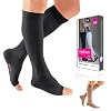 mediven Plus for Women & Men, 20-30 mmHg Knee High Compression Socks with Silicone Top Band, Open Toe Leg Circulation, Opaque Leg Support Compression Coverage, VI, Standard, Black