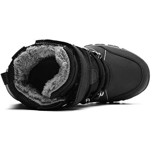 Ephiza Kids Girls Boys Winter Warm Hiking Snow Boots Outdoor Insulated Fur Lined Waterproof Ankle Shoes Black Size 5 Big Kid #TOP1