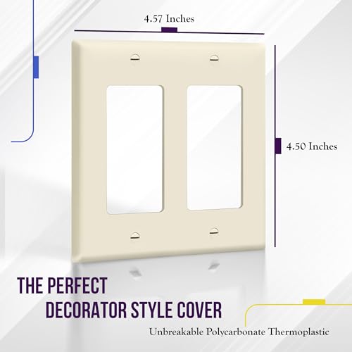 Image of ENERLITES 2-Gang Decorator Light Switch Outlet Wall Plate Cover, 1 Pack | Light Almond, Size 4.50 inch x 4.57 inch, Fits light switch /outlet /receptacle, Gloss Finish, Unbreakable Polycarbonate, UL Listed