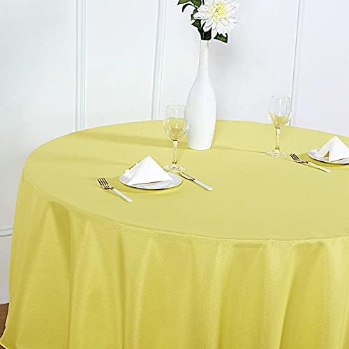 Miniatura 4 de 10 manteles redondos de poliéster de 90 pulgadas, color amarillo, manteles de tela para bodas, fiestas, banquetes, recepciones, eventos, cocina,
