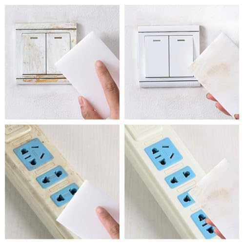 Image of Magic Cleaning Sponge Eraser for Kitchen, Bathroom, Wall & Multi-Surface Cleaning | Stain Remover Sponge | Water Activated Cleaning Pad | Pack of 6