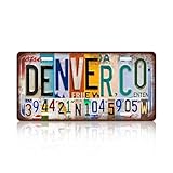 JBYMsign Vintage City Wall Decor Denver,Co License Plate Metal Sign Tin Signs Poster