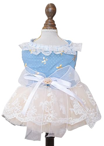 MaruPet Fashion Sweet Puppy Dog Blingbling Princess Skirt Pet Dog Lace Cake Camisole Tutu Dress I-Blue XL