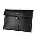 men woman pu leather multifunction office documents bags A4 paper file pouch envelope bag conference (black)
