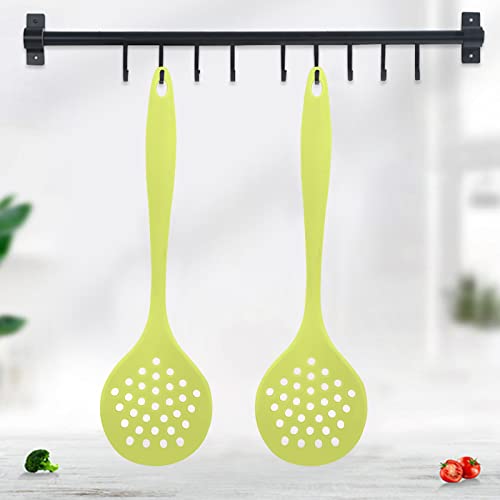 Silicone Skimmer Spoon Heat Resistant Bpa Free Soup Strainer Slotted Spoon Kitchen Cooking Scoop Ladle For Filter Vegetable, Pasta And More (Green) #TOP3
