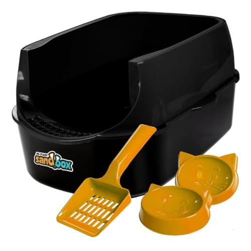 Kit 2 Caixas De Areia Bandeja Furba Desmontável Para Gatos Preta