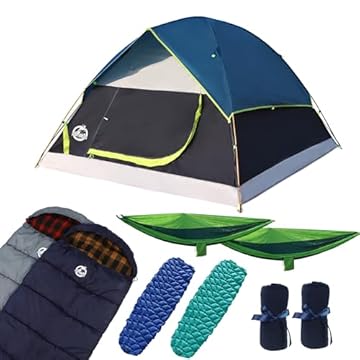 camping tent with sleeping bag