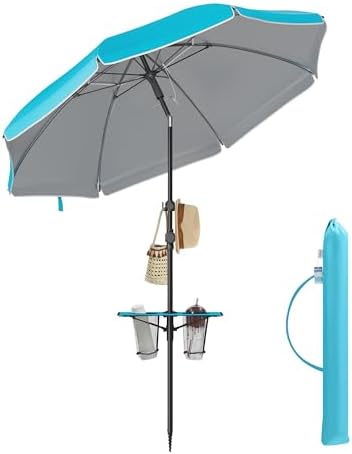 SONGMICS Parasol 160 cm, UPF 50+, Inclinaison de 30° des 2 Côtés,...