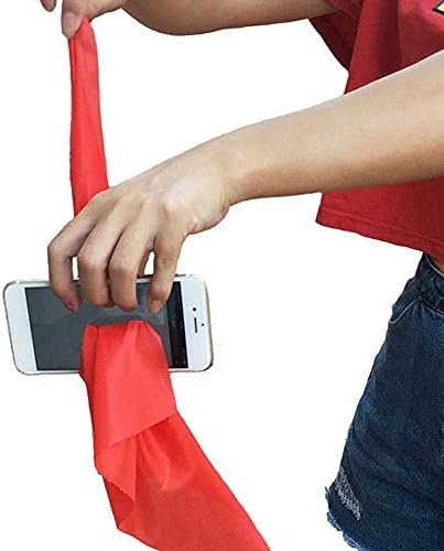 MilesMagic Magician's Silk Thru Phone Magic Trick Penetrate Any Phone with Cloth Mentalism Hanky Scarf Through Smartphone Mobile Screen Illusion Gimmick, Red