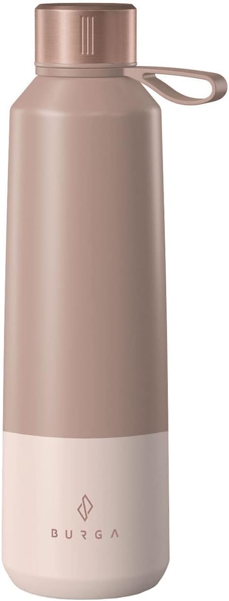 BURGA Insulated Stainless Steel Water Bottle (17oz) Keeps Drinks Hot or Cold, Leak-Proof, Anti-Slip Double Pink