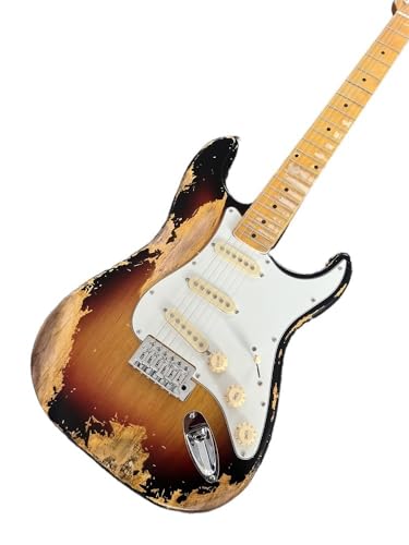 Guitare électrique personnalisée sunburst en bois d'aulne et manche érable
