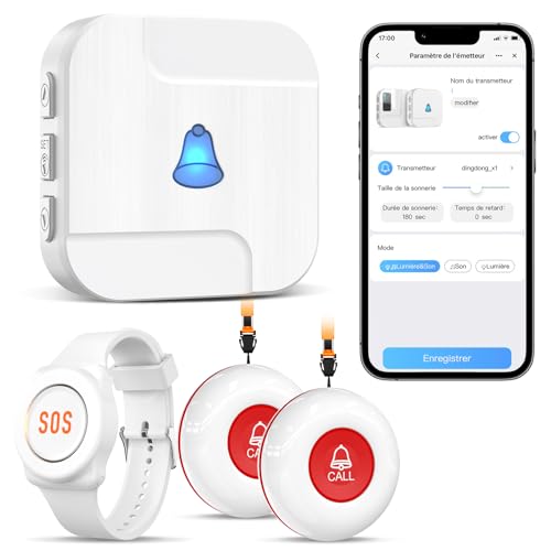 Appareil d'Alarme Chunhee pour Personnes Âgées - Système Adapté aux Handicaps et Difficultés de Mobilité. Bracelet d'Alarme pour Usage Domestique (1...