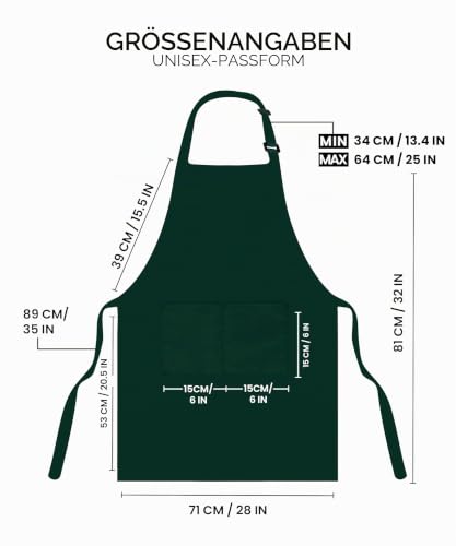 Utopia Kitchen 2er Pack Unisex Grillschürze mit geräumigen Taschen Verstellbare Latzschürzen für Männer und Frauen ideal für Köche Kochen… – Ansicht 2