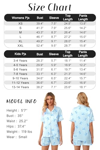 Image of Girls & Womens Satin Pajamas Set, Silk Button-Down Sleepwear 2 Piece Nightwear, 3 Years - Women XXL