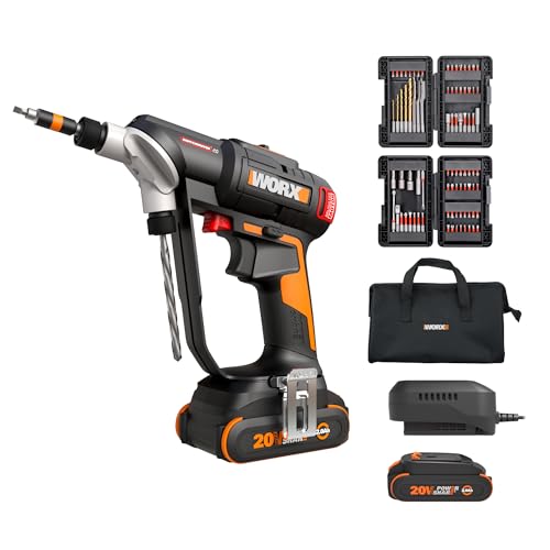 Image of WORX Cordless Drill Driver, 20V 445 in·lb Brushless Power Drill Driver, Powerful Drilling and Driving, 2-in-1 Design, Intelligent Digital Display, 85 Bits, Battery and Charger Included, PowerShare