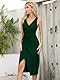 Missufe Damen Cocktailkleid V-Ausschnitt Wickelkleid Ärmellos Partykleid Schlitz Midikleid Hochzeit Abendkleider (Dunkelgrün, X-groß)