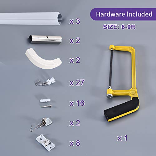 SOLOKOS Room Divider Ceiling Track Set for Curtains with Hooks, Corner Connectors(Set of 2) and top Brackets Curtain Rail System (6-9 ft Track Set) - Thumbnail 3